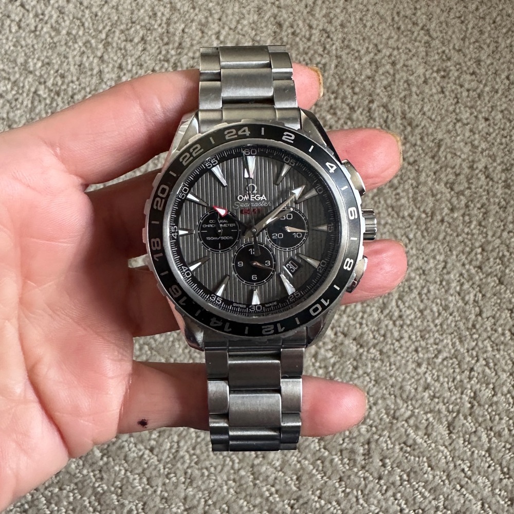 OMEGA SEAMASTER AQUA TERRA GMT CHRONOGRAPH STAINLESS STEEL AUTOMATIC MEN’S WATCH
